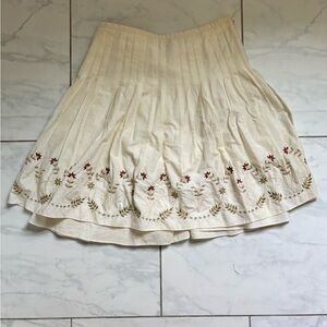 Embroidered Cream A-Line Skirt